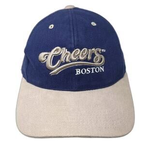 Cheers Boston Baseball Cap Hat Blue Beige OS Embroidered Adjustable Slideback